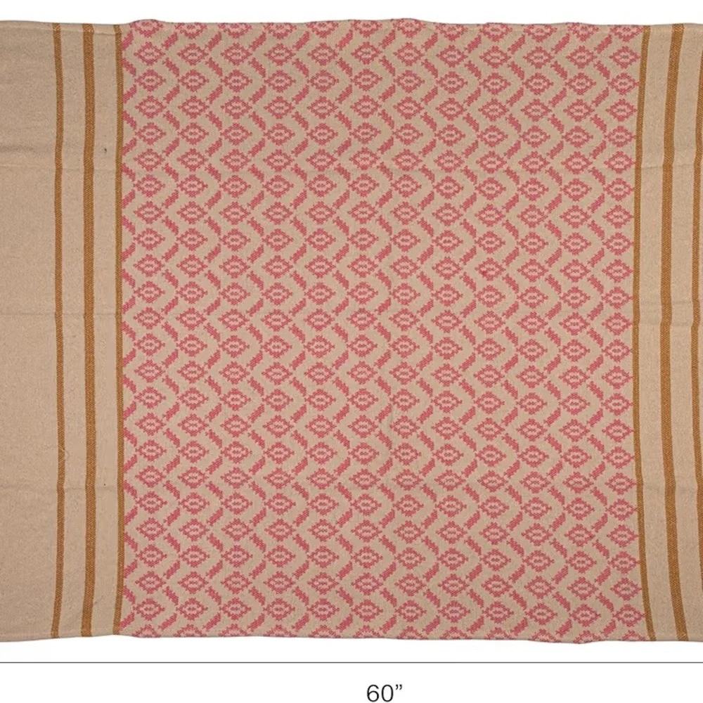 Creative Co-Op Woven Cotton Blend JacquardThrow with Pattern,Stripes and Tassels